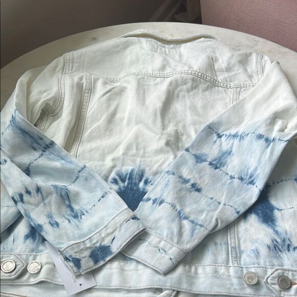 NEW Blank NYC White and Blue tie dye Jean Jacket small - Picture 8 of 8